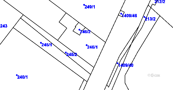 Parcela st. 246/1 v KÚ Pudlov, Katastrální mapa