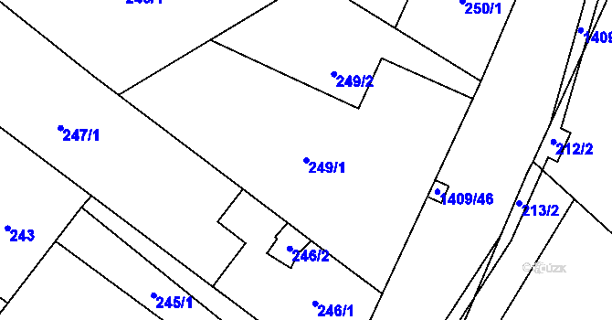 Parcela st. 249/1 v KÚ Pudlov, Katastrální mapa