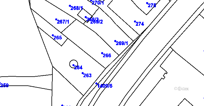 Parcela st. 266 v KÚ Pudlov, Katastrální mapa