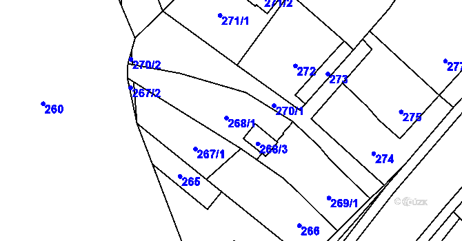 Parcela st. 268 v KÚ Pudlov, Katastrální mapa