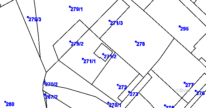 Parcela st. 271/2 v KÚ Pudlov, Katastrální mapa