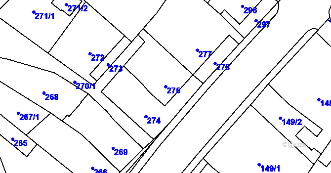 Parcela st. 275 v KÚ Pudlov, Katastrální mapa