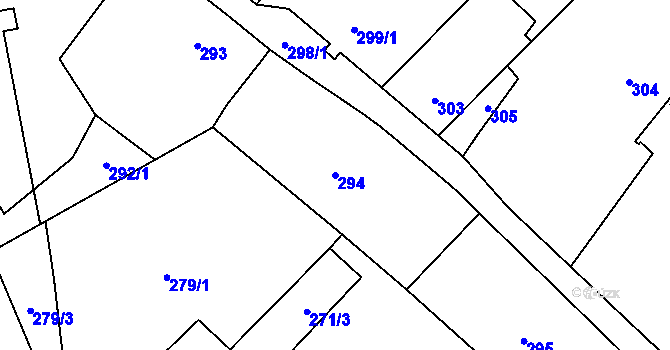 Parcela st. 294 v KÚ Pudlov, Katastrální mapa