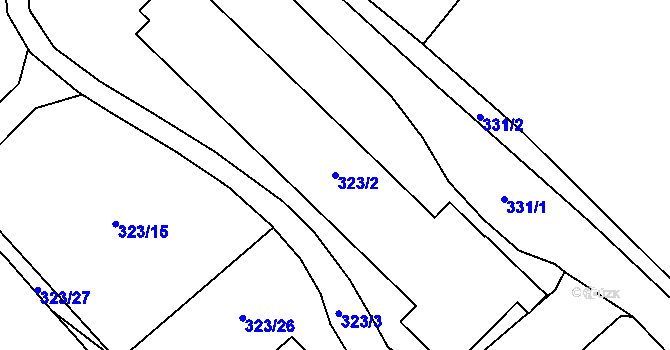 Parcela st. 323/2 v KÚ Pudlov, Katastrální mapa