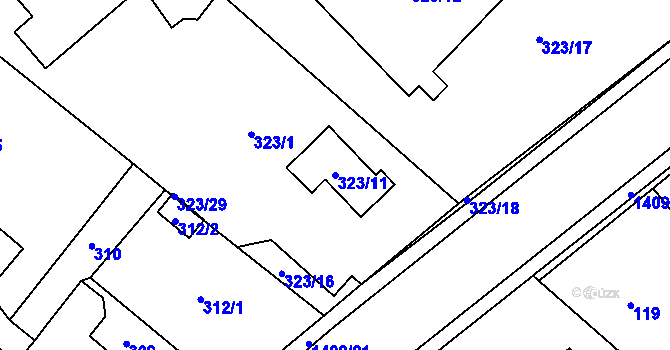 Parcela st. 323/11 v KÚ Pudlov, Katastrální mapa