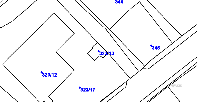 Parcela st. 323/13 v KÚ Pudlov, Katastrální mapa