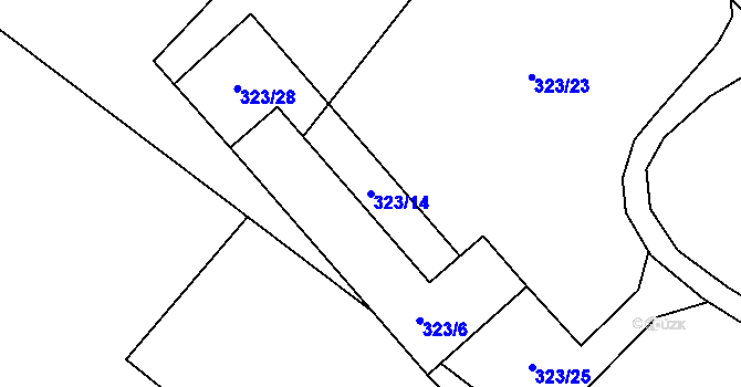 Parcela st. 323/14 v KÚ Pudlov, Katastrální mapa