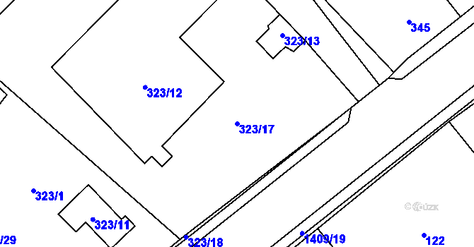 Parcela st. 323/17 v KÚ Pudlov, Katastrální mapa