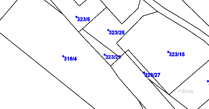 Parcela st. 323/21 v KÚ Pudlov, Katastrální mapa