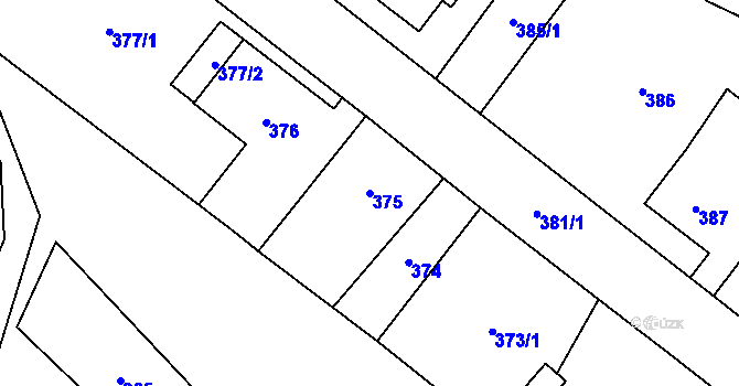Parcela st. 375 v KÚ Pudlov, Katastrální mapa