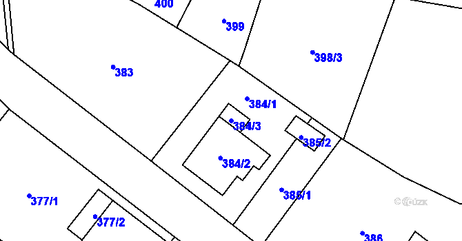 Parcela st. 384/3 v KÚ Pudlov, Katastrální mapa