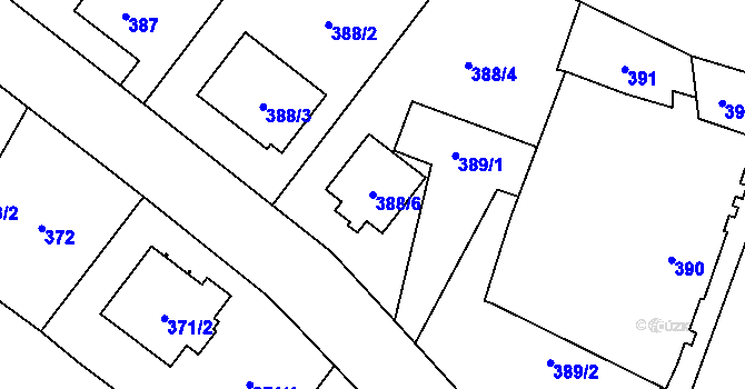 Parcela st. 388/6 v KÚ Pudlov, Katastrální mapa