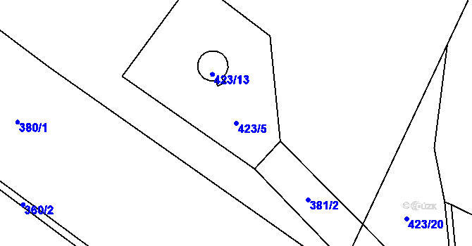 Parcela st. 423/5 v KÚ Pudlov, Katastrální mapa