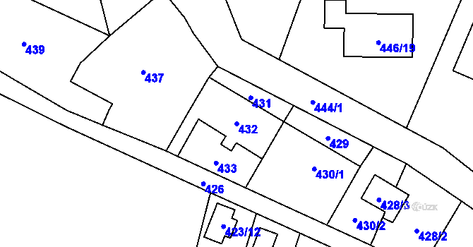 Parcela st. 432 v KÚ Pudlov, Katastrální mapa