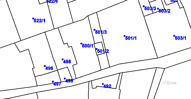 Parcela st. 500/2 v KÚ Pudlov, Katastrální mapa