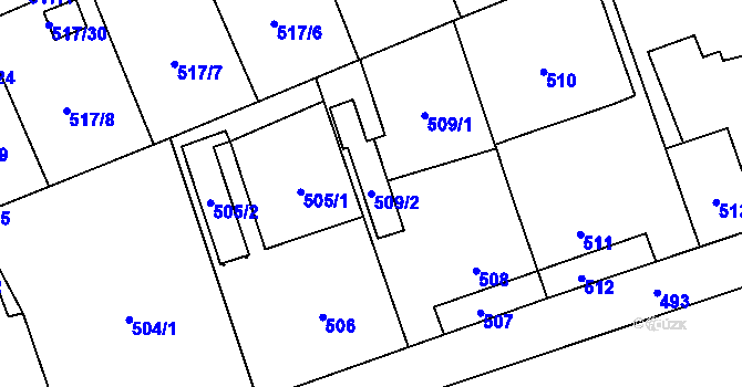 Parcela st. 509/2 v KÚ Pudlov, Katastrální mapa
