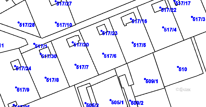 Parcela st. 517/6 v KÚ Pudlov, Katastrální mapa