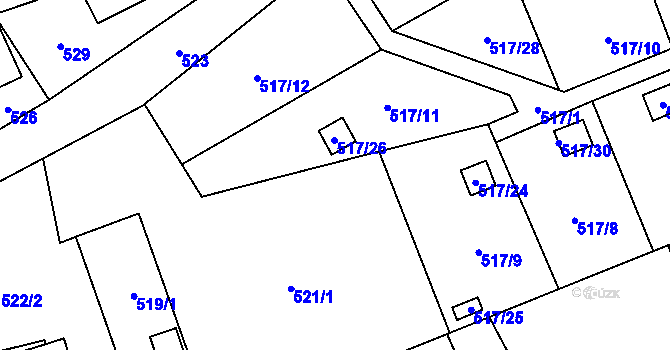Parcela st. 517/15 v KÚ Pudlov, Katastrální mapa