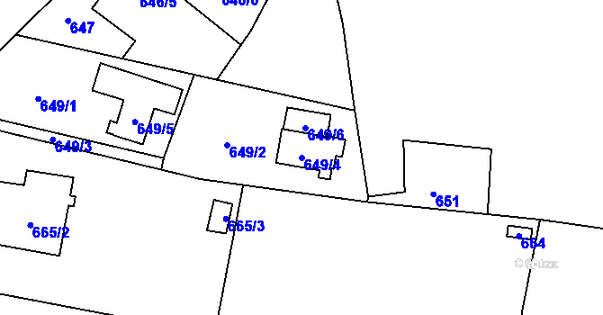 Parcela st. 649/4 v KÚ Pudlov, Katastrální mapa