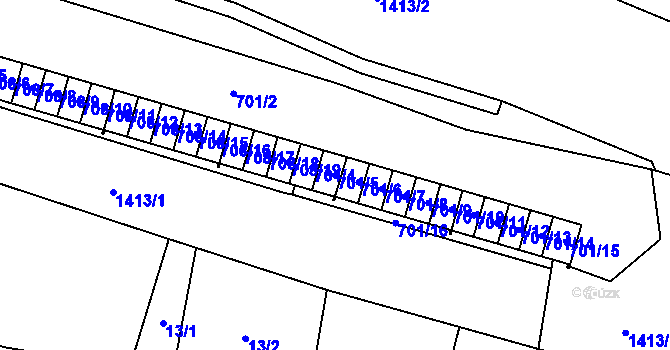 Parcela st. 701/5 v KÚ Pudlov, Katastrální mapa