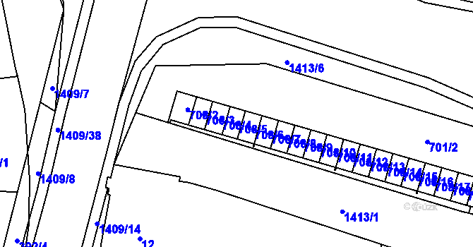 Parcela st. 708/5 v KÚ Pudlov, Katastrální mapa