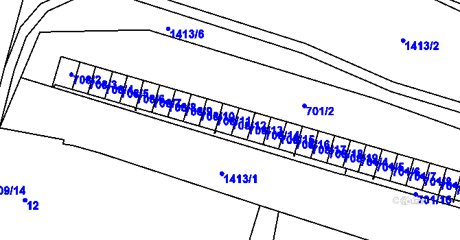 Parcela st. 708/12 v KÚ Pudlov, Katastrální mapa