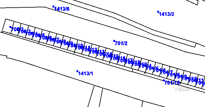 Parcela st. 708/15 v KÚ Pudlov, Katastrální mapa