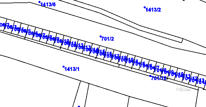 Parcela st. 708/17 v KÚ Pudlov, Katastrální mapa