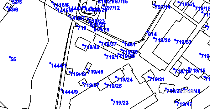 Parcela st. 719/1 v KÚ Pudlov, Katastrální mapa