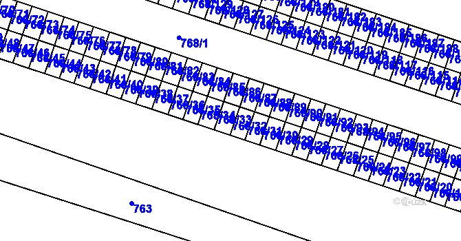 Parcela st. 768/32 v KÚ Pudlov, Katastrální mapa