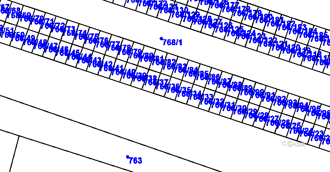 Parcela st. 768/35 v KÚ Pudlov, Katastrální mapa