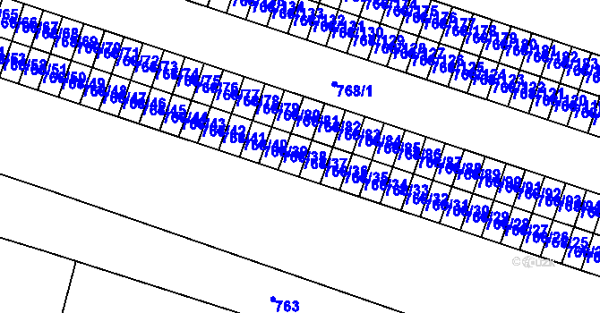 Parcela st. 768/37 v KÚ Pudlov, Katastrální mapa