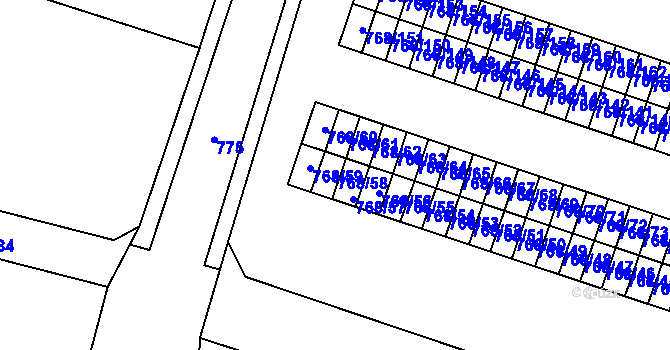 Parcela st. 768/58 v KÚ Pudlov, Katastrální mapa