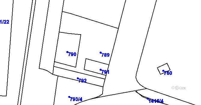 Parcela st. 789 v KÚ Pudlov, Katastrální mapa