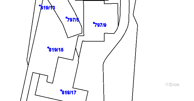Parcela st. 797/10 v KÚ Pudlov, Katastrální mapa