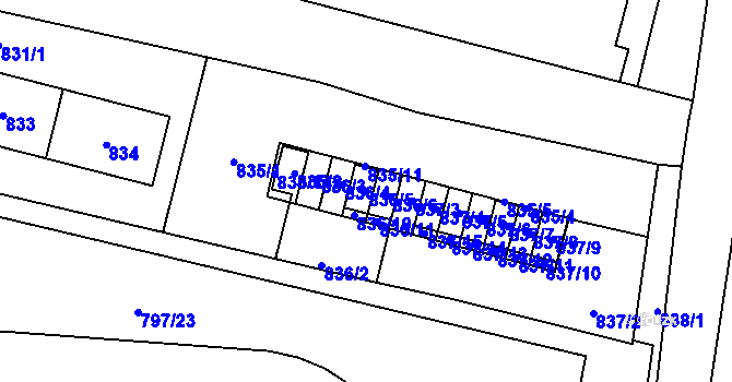 Parcela st. 836/5 v KÚ Pudlov, Katastrální mapa