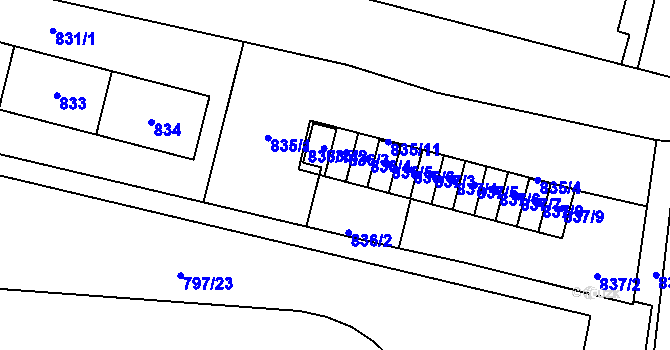 Parcela st. 836/8 v KÚ Pudlov, Katastrální mapa