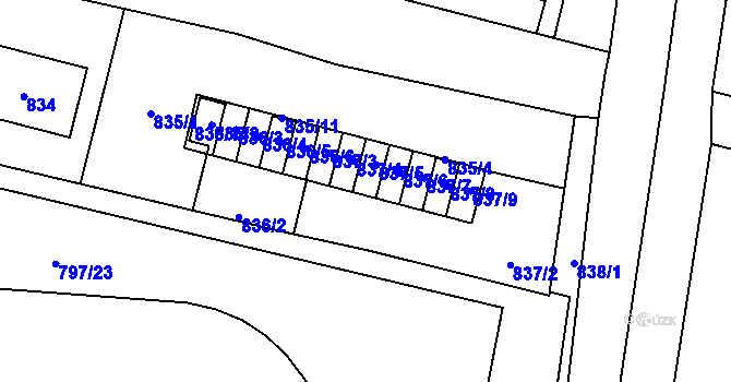 Parcela st. 837/14 v KÚ Pudlov, Katastrální mapa
