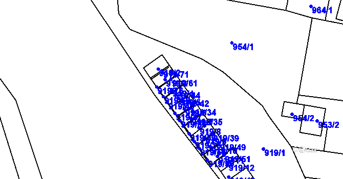 Parcela st. 919/4 v KÚ Pudlov, Katastrální mapa