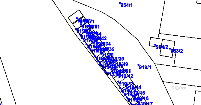 Parcela st. 919/8 v KÚ Pudlov, Katastrální mapa