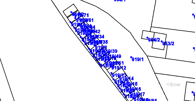 Parcela st. 919/9 v KÚ Pudlov, Katastrální mapa