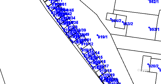 Parcela st. 919/12 v KÚ Pudlov, Katastrální mapa