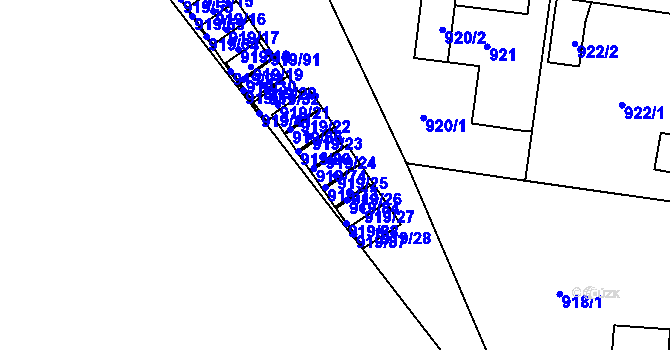 Parcela st. 919/25 v KÚ Pudlov, Katastrální mapa