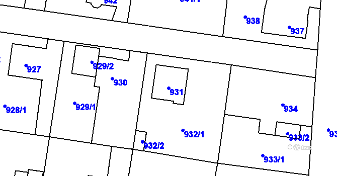 Parcela st. 931 v KÚ Pudlov, Katastrální mapa