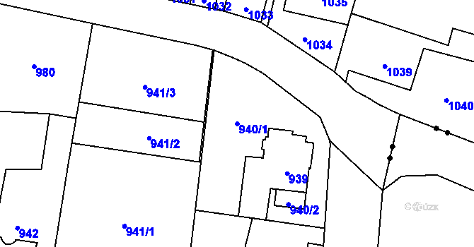 Parcela st. 940/1 v KÚ Pudlov, Katastrální mapa