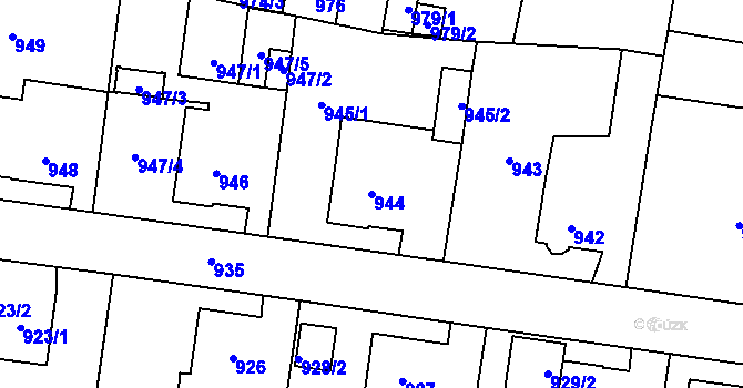 Parcela st. 944 v KÚ Pudlov, Katastrální mapa