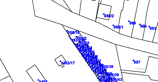 Parcela st. 956/3 v KÚ Pudlov, Katastrální mapa