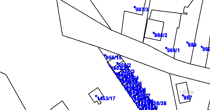 Parcela st. 956/15 v KÚ Pudlov, Katastrální mapa
