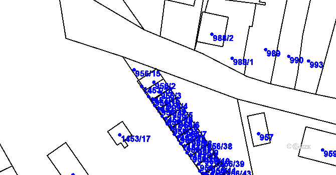 Parcela st. 956/17 v KÚ Pudlov, Katastrální mapa