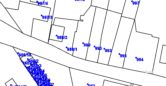 Parcela st. 989 v KÚ Pudlov, Katastrální mapa
